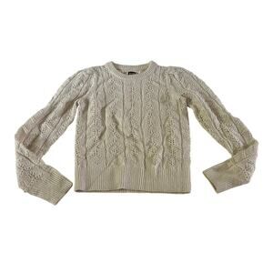 Gap Cream Wool Alpacs Blend Cable Knit Pullover Sweater Sz XS Preppy